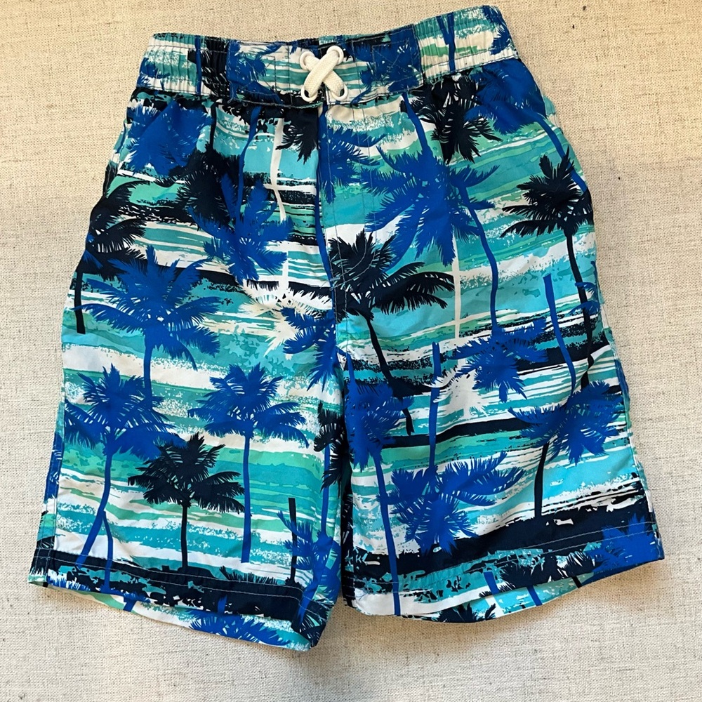 Tropical Palm Tree Kids Swim Trunks Size 4